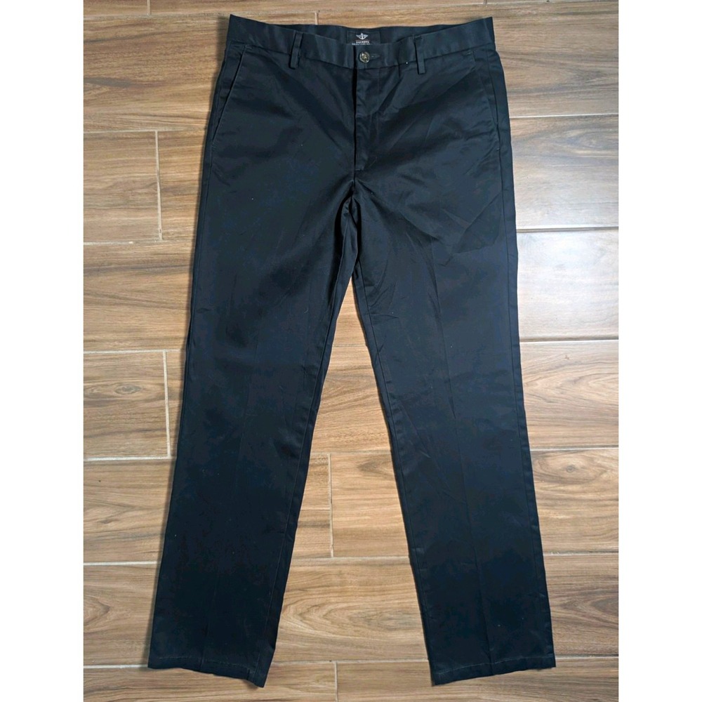 Dockers Signature Khaki Men's 34x34 Black Straight Fit Chino Pants Flat Front